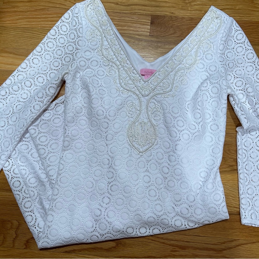 EUC Lilly Pulitzer Alden Tunic Lace Embroidered Dress | Small